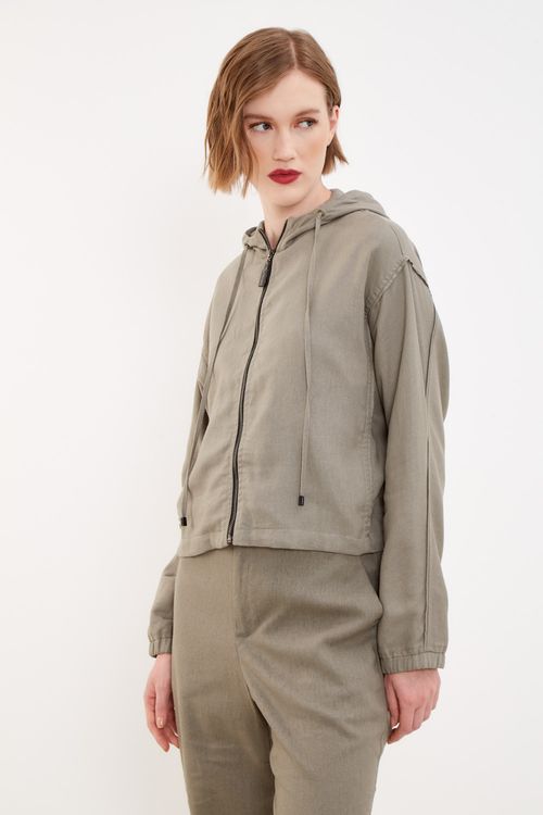 Casaco Com Capuz Casual - Cinza Storm