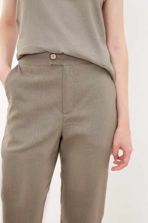 Calça Reta Basic Linho Casual i - Cinza Storm