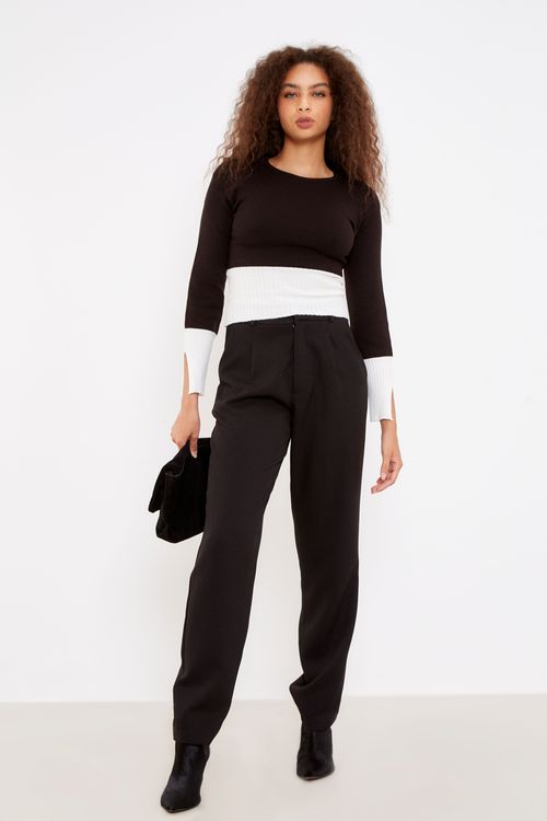Blusa Tricot Bicolor - Preto C/ Off