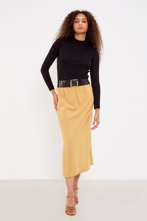 Blusa Malha Manga Longa Gola - Preto