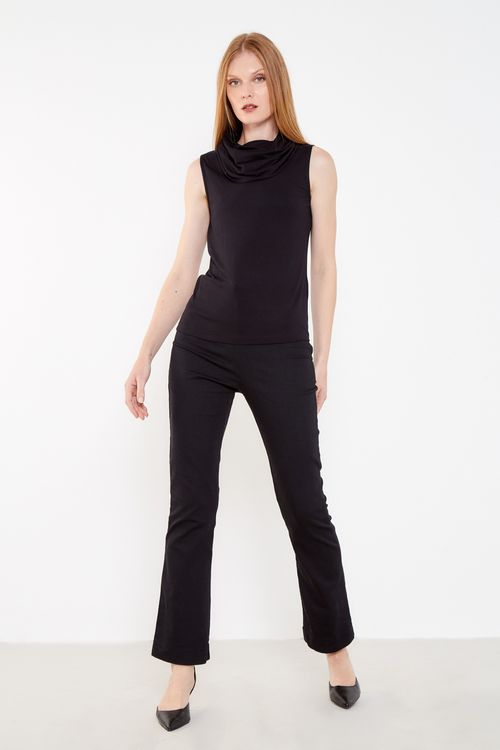 Calça Sarja Zíper Lateral - Preto