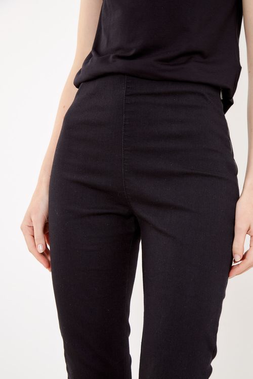 Calça Sarja Zíper Lateral - Preto