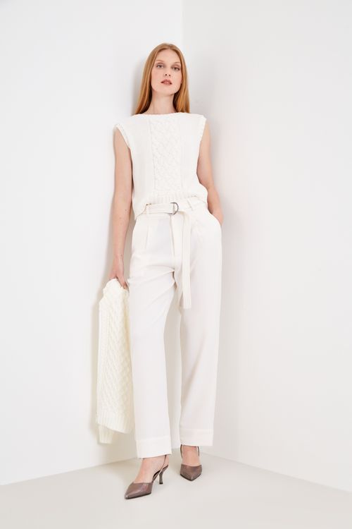 Calça Alfaiataria Cenoura - Off White