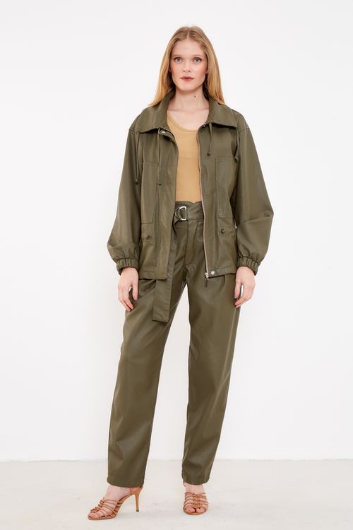 Casaco Couro Eco Bolso - Verde Ghaia