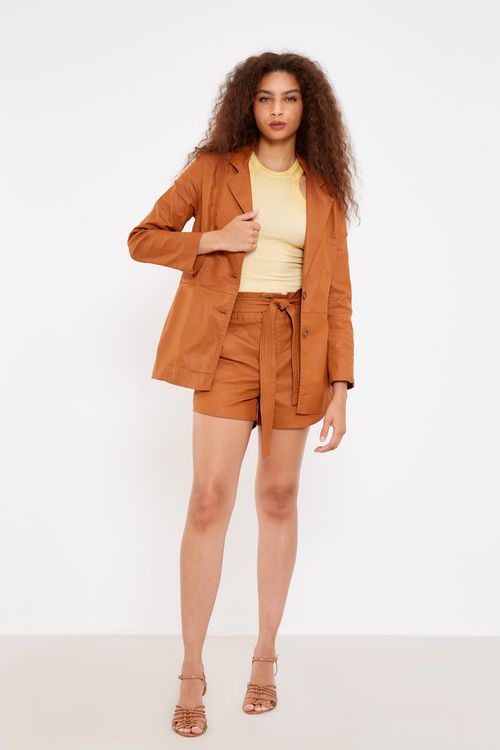 Blazer Sarja Recortes - Ambar Escuro