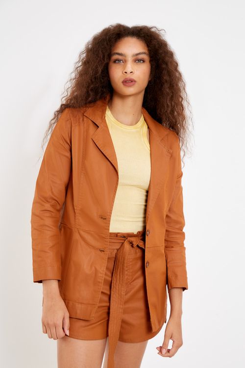 Blazer Sarja Recortes - Ambar Escuro