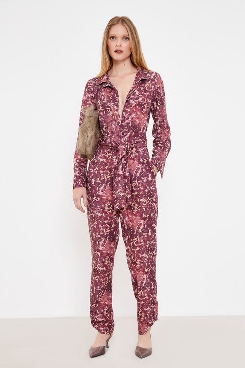 Macacão Estampa Orquídea Aquarelada - Est Mancha Rosa