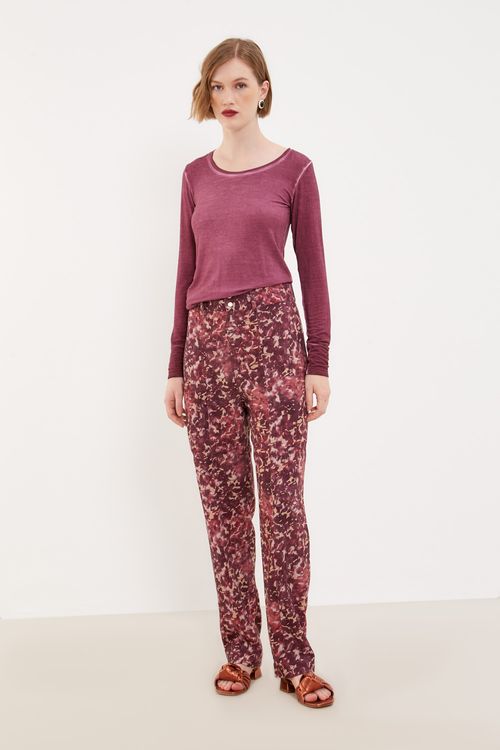 Calça Estampa Orquídea Aquarelada - Est Mancha Rosa