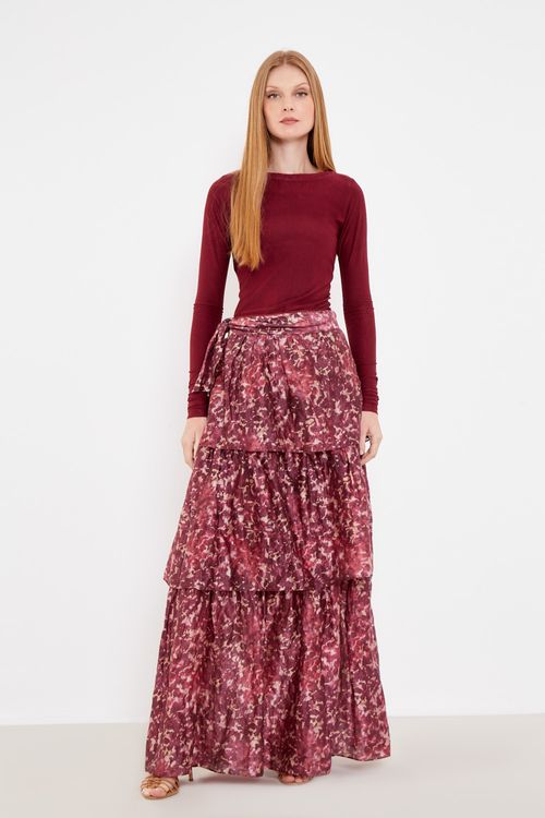 Blusa Malha Manga Sued - Purpura Escura