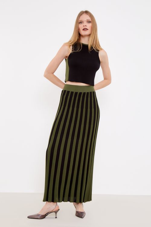 Blusa Tricot Listra Lateral - Verde Terra