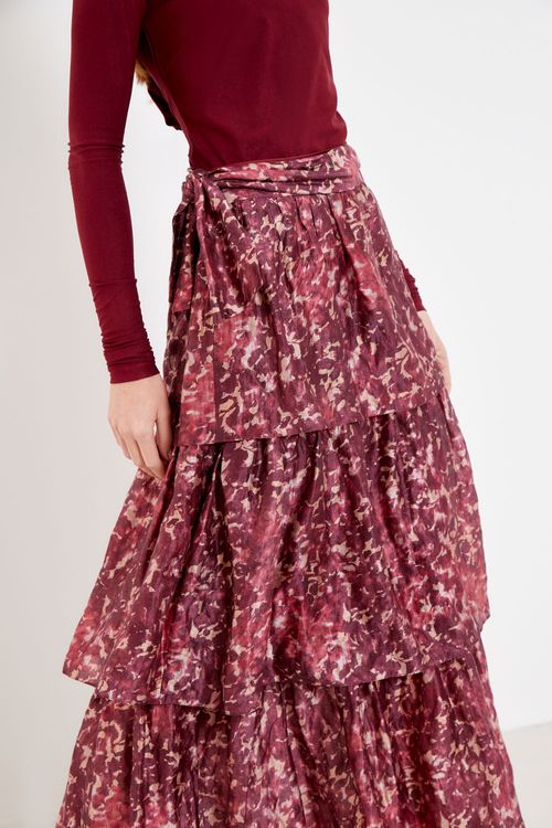 Saia Longa Estampa Orquídea Aquarela - Est Orquidea Aquarela