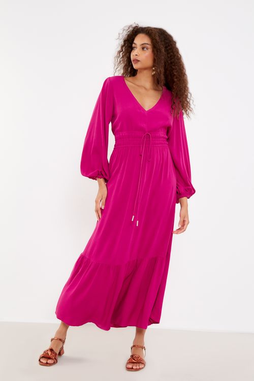 Vestido Longo Fluido - Magenta Vivo