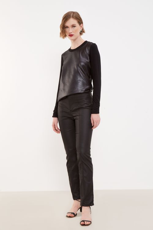 Calça Resinado Recortes Motor - Preto