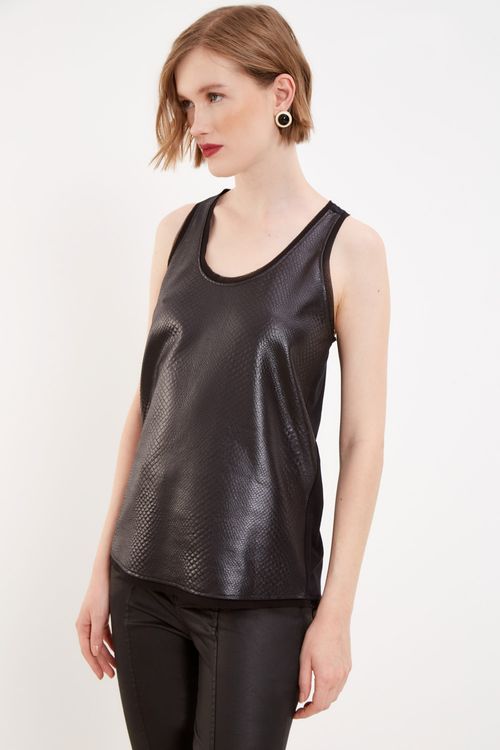 Regata Malha Mix - Preto