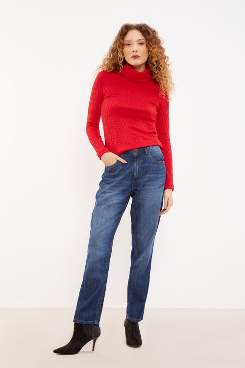 Blusa Malha Tricot Gola - Vermelho Intenso
