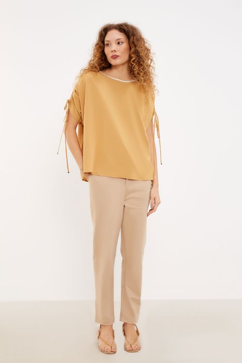 Blusa Retilínea Manga Longa Regulador - Amarelo Mostarda