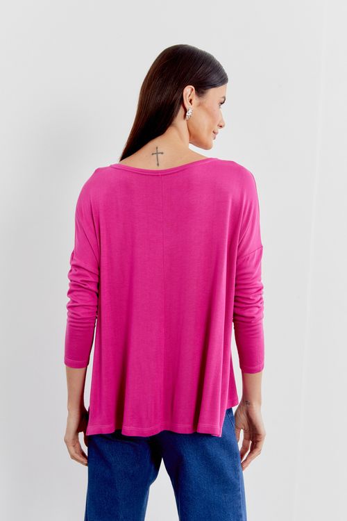 Blusa Malha Manga Franzida - Roxo
