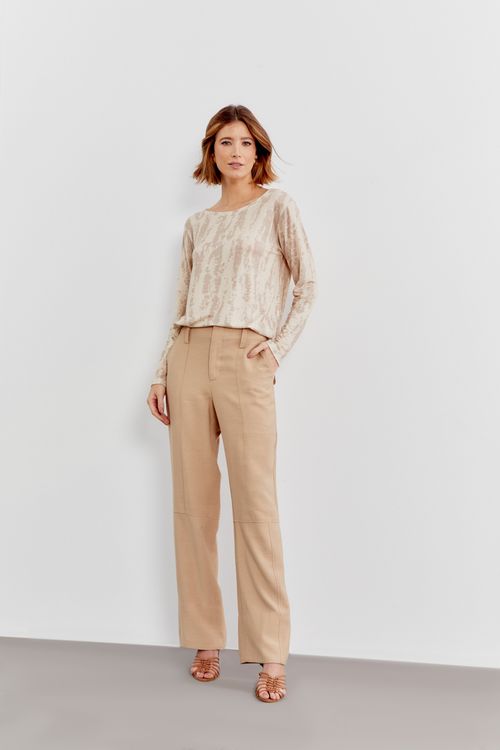 Blusa Malha Estampa Ink Areia - Est Ink Areia