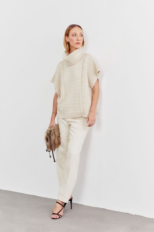 Colete Tricot Over Mix - Off White