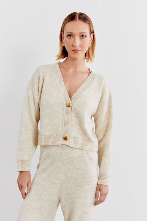 Casaco Tricot Retilínea - Cru