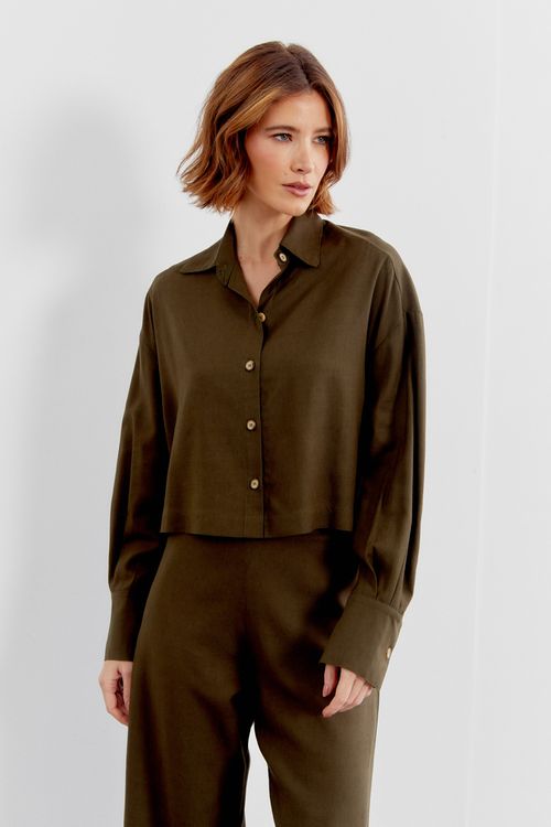 Camisa Linen Basic - Verde Mata