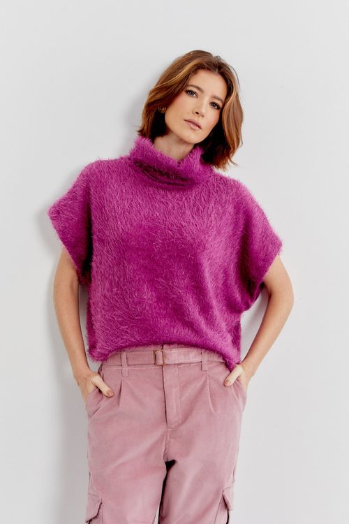 Blusa Malha Textura - Roxo
