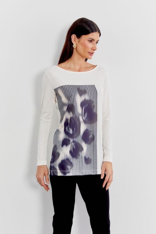 Blusa Malha Manga Silk Gardênia - Gardenia