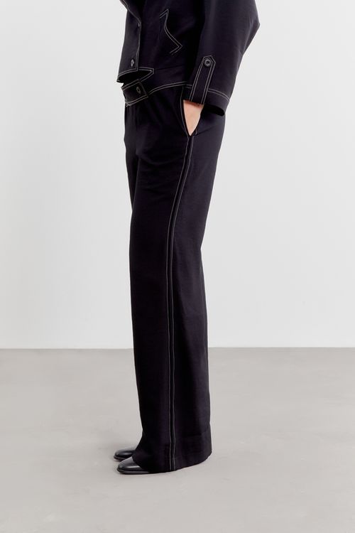 Calça Vivo Pesponto Pantalona - Preto
