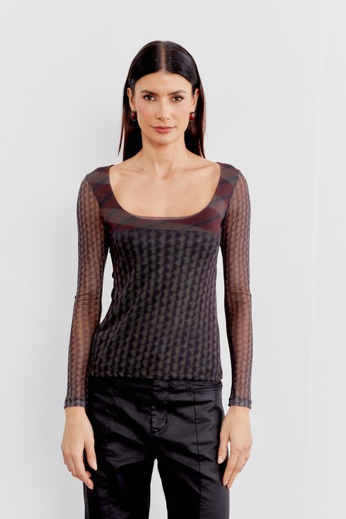 Blusa Malha Tule Estampa Cromo - Est Cromo