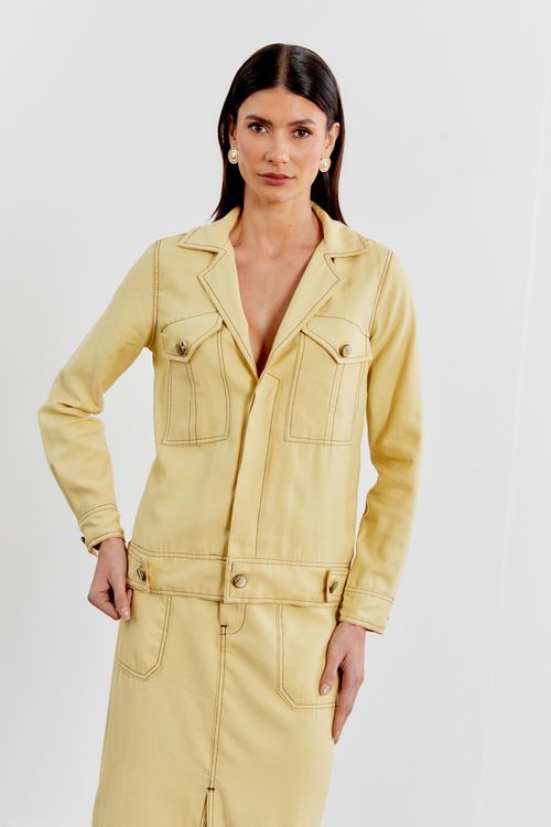 Jaqueta Maxi Bolsos - Amarelo Leve