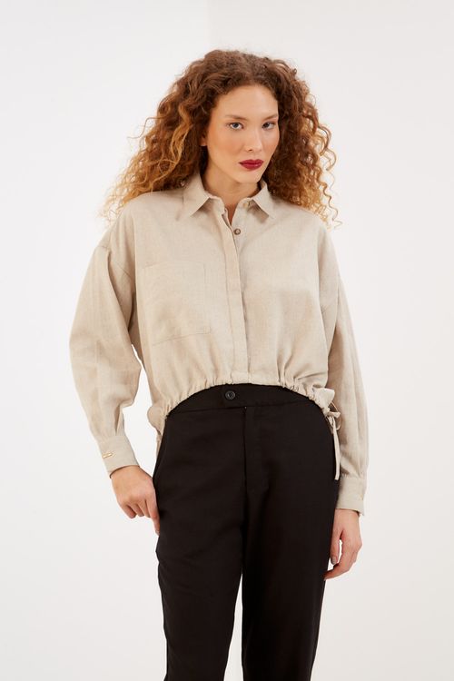 Camisa Amarração Lateral - Cru