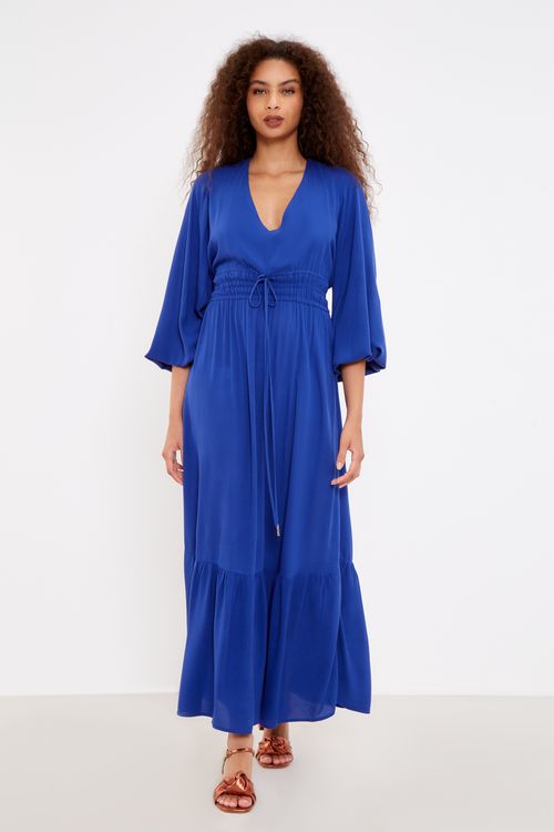 Vestido Longo Fluido - Azul Netuno