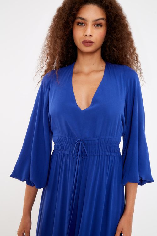 Vestido Longo Fluido - Azul Netuno