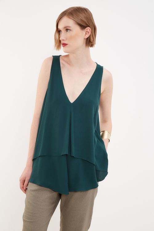 Blusa Camadas Casual - Verde Gruta