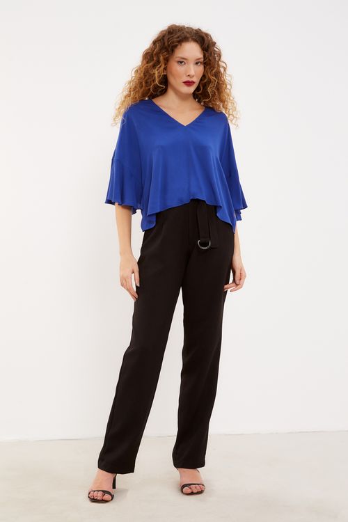 Blusa Manga Ampla - Azul Netuno