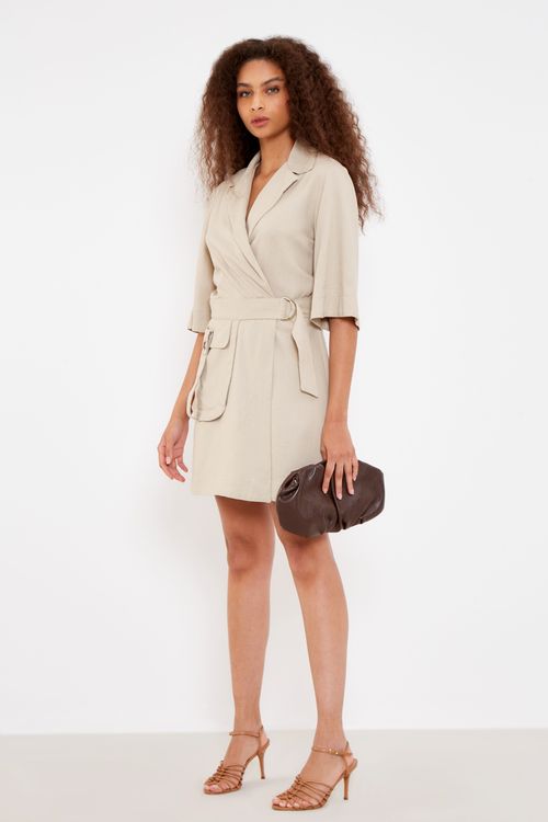 Vestido Casual Estruturado - Bege Vime