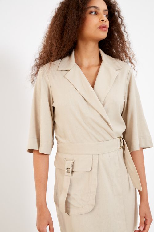 Vestido Casual Estruturado - Bege Vime
