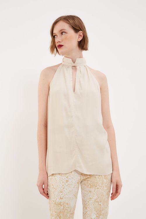 Blusa Gola Abertura Frente - Off Pita