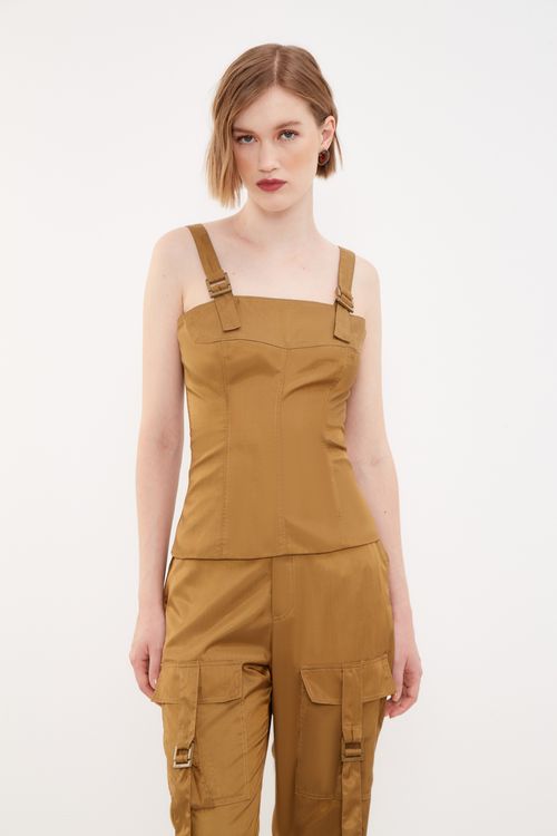 Blusa Tecno Alça Regulavel - Bronze