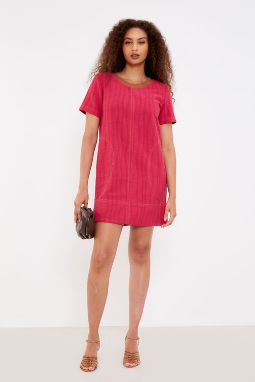 Vestido Malha Pespontos - Magenta Vivo