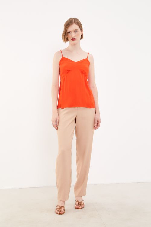 Blusa Alça Amarração Ponta - Laranja Coral