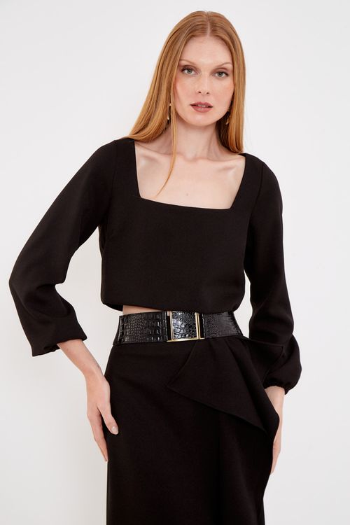 Blusa Decote Quadrado - Preto