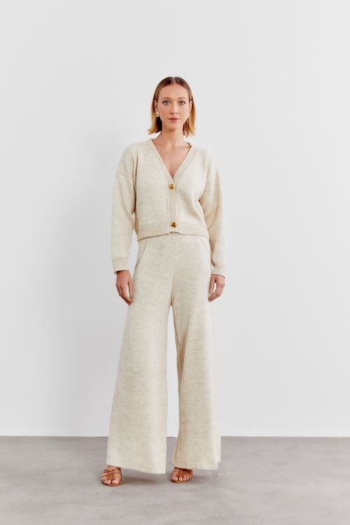 Casaco Tricot Retilínea - Cru