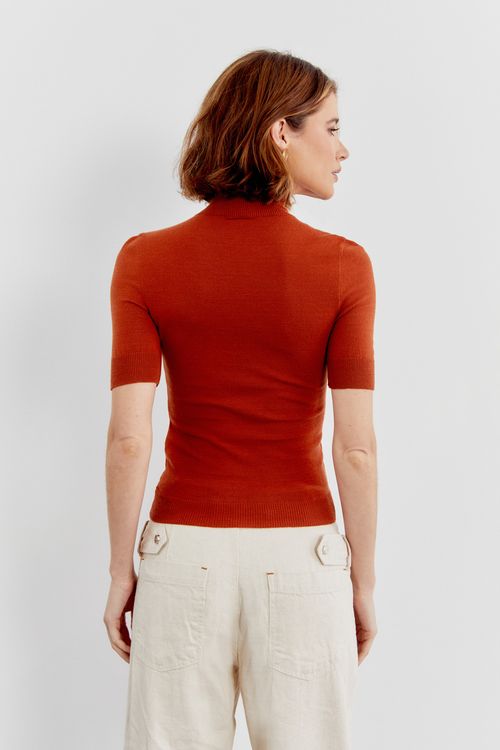 Blusa Tricot Canelado Fino - Laranja Solido