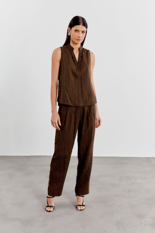 Blusa Listrada Detalhe Gola - Listrado
