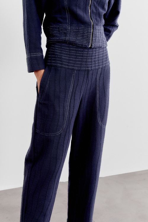 Calça Malha Pespontos - Azul Marinho