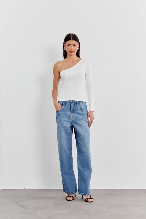 Blusa Malha Manga Ombro Só - Off White