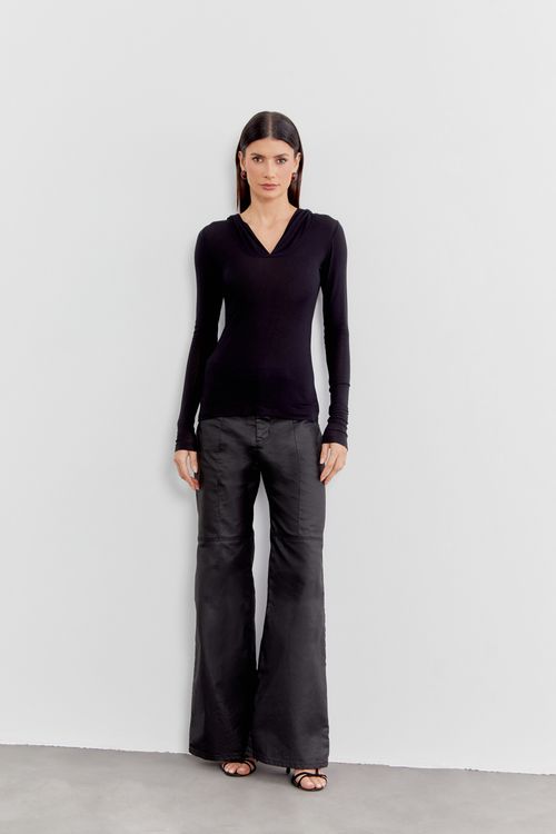 Blusa Malha Capuz - Preto