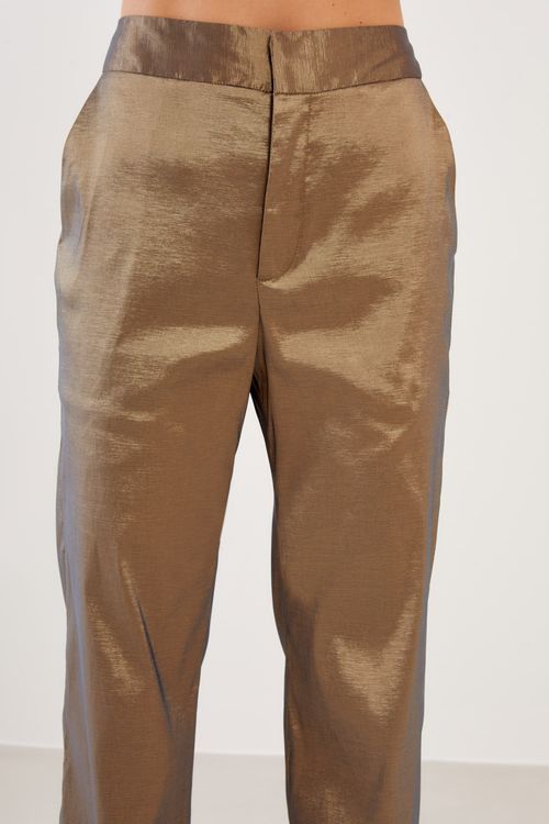 Calça Reta Tafetá - Ouro