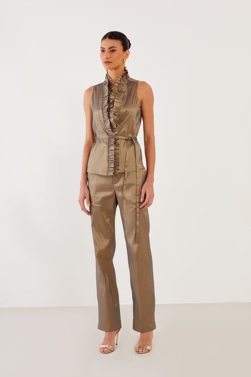 Blusa Cachecouer Tafetá - Ouro